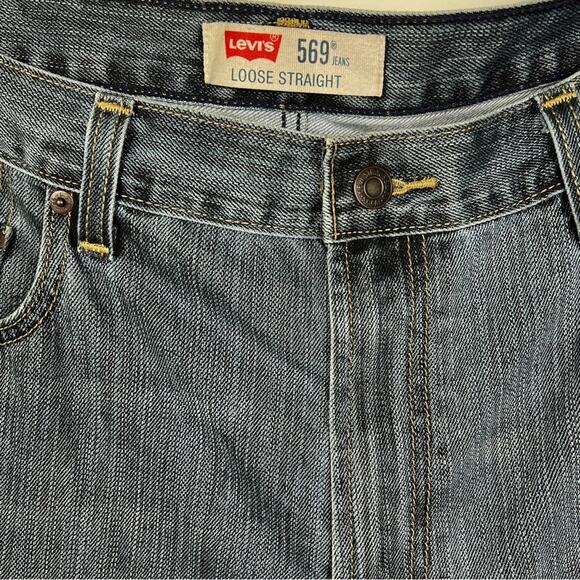Levi’s 569 Loose Straight Jeans 36x32 Vintage Wash 2011 Stained Thrashed - Picture 3 of 8